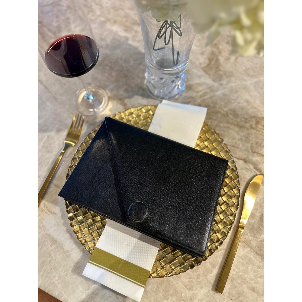 Vintage Yves Saint Laurent YSL Black Saffiano Leather Envelope Button Clutch Bag - Picture 14 of 14